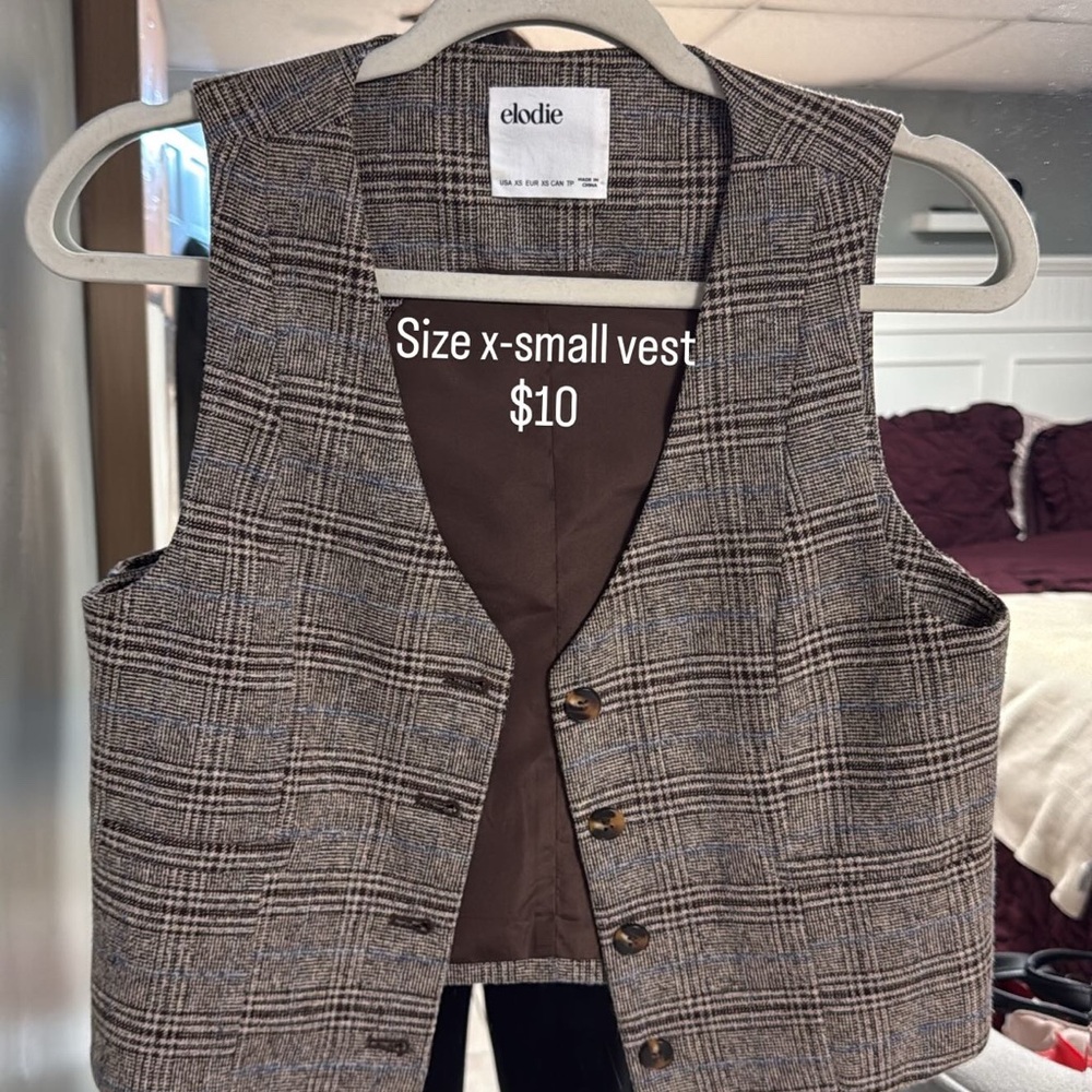 Elodie Brown Checkered Vest